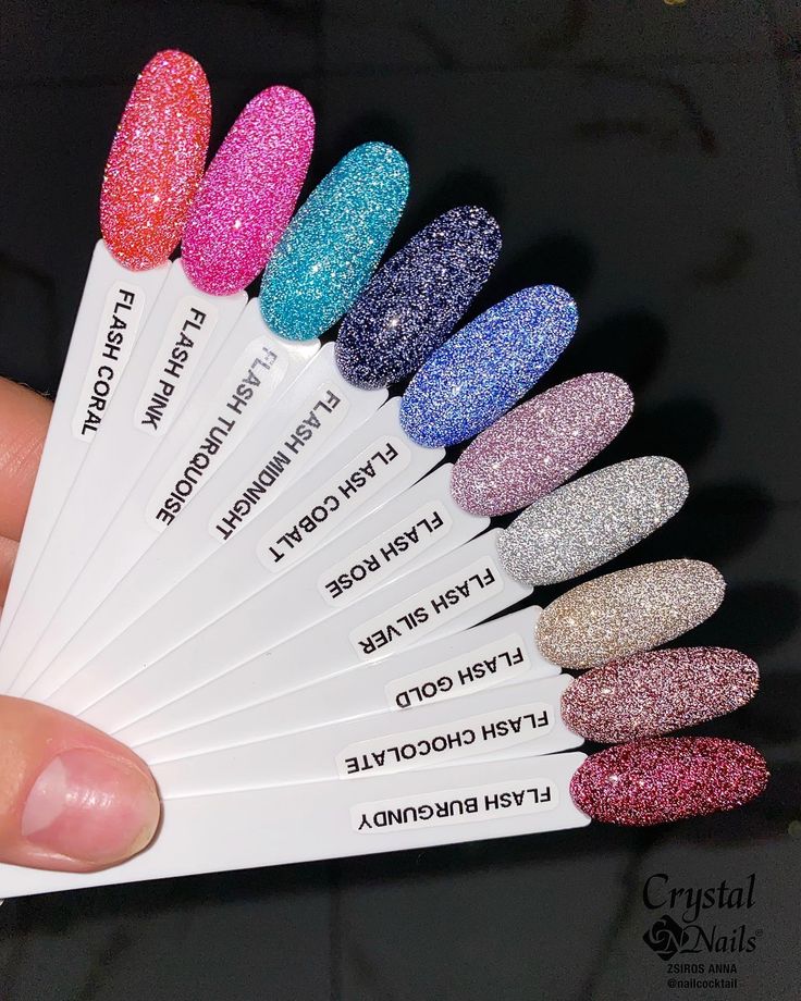 Vibrant Glittery Nail Swatches: A Colorful Collection for Stunning Nail Art.