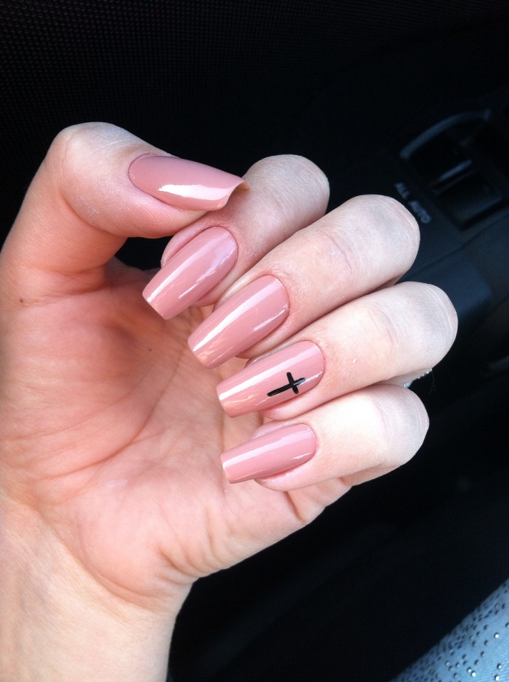 Elegant Pink Manicure: Minimalist Chic with Bold Black Accent