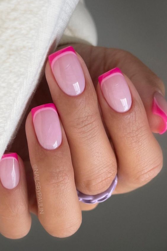 Modern Neon French Manicure: A Vibrant Twist on Classic Elegance.