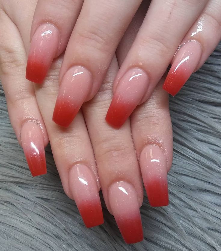 Elegant Ombre Nail Design: Soft Nude to Rich Red Gradient for Stylish Occasions