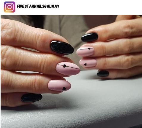 Chic Black and Soft Pink Nail Design: Elegance Meets Whimsy.