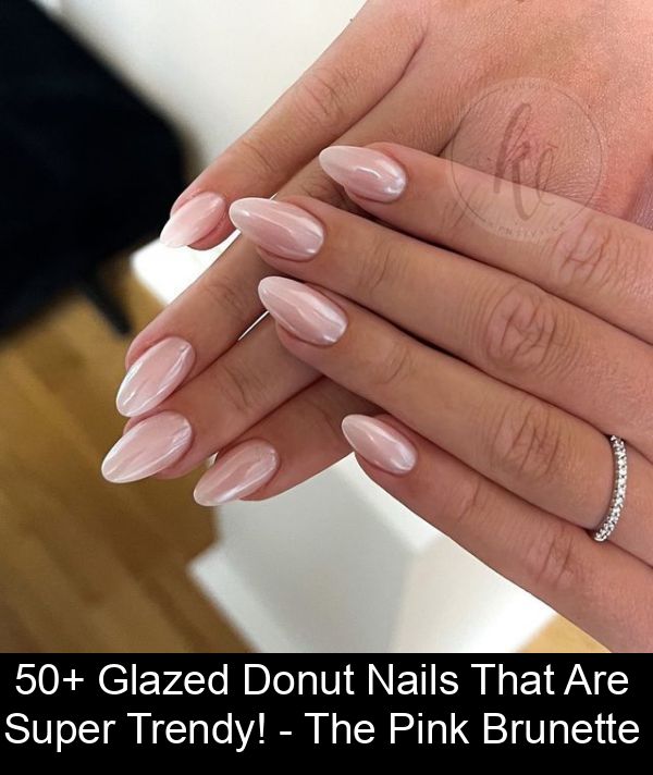 Chic Almond-Shaped Glazed Donut Nails with Glossy Pink Finish