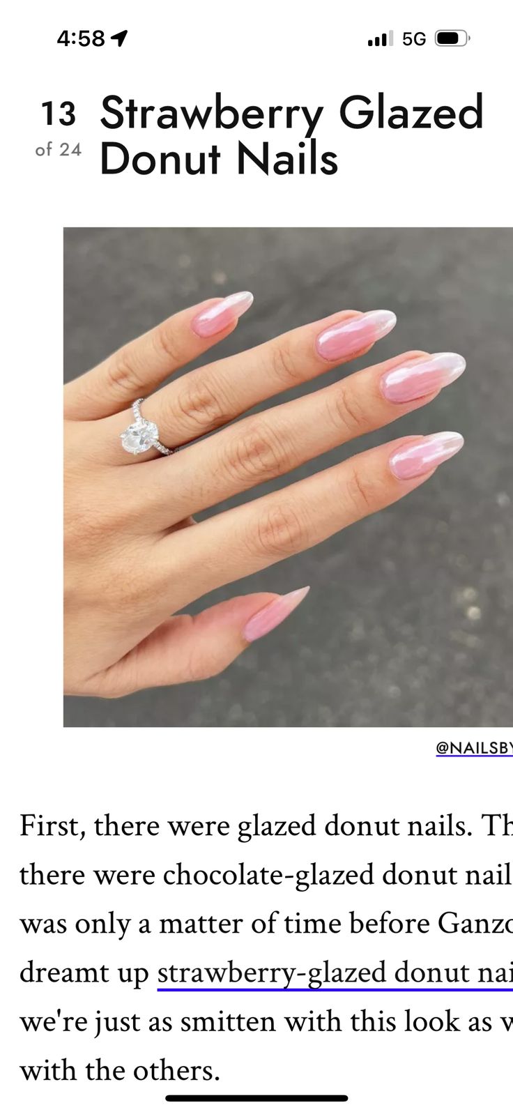 Chic Almond-Shaped Nails in Soft Pink Strawberry Glaze for a Trendy, Sophisticated Look.