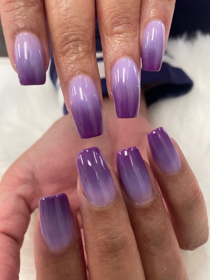 Elegant Ombre Nail Design in Gradient Purple Hues