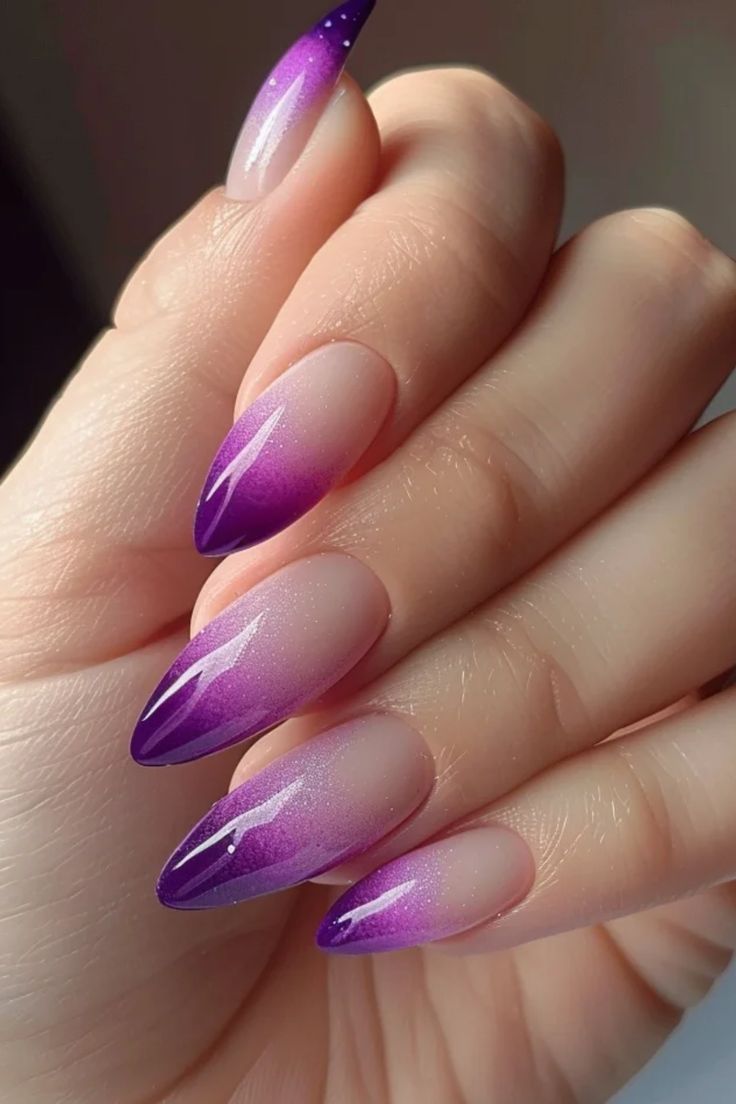 Sophisticated Ombre Nail Design in Stunning Purple Gradient.