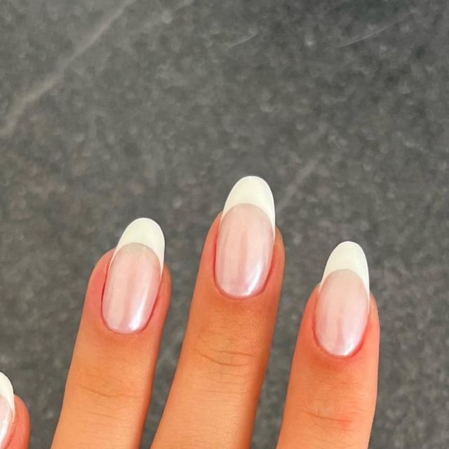 Timeless Elegant French Manicure with Glossy Nude Base and Classic White Tips