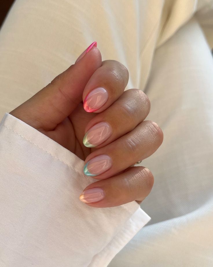 Chic Pastel Ombre Nail Design with Elegant Glossy Finish.