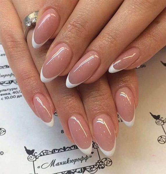 Sophisticated French Manicure: Chic Nude Base with Classy White Tips