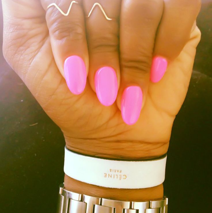 Chic Almond-Shaped Pink Nails: A Bold, Playful Elegance.