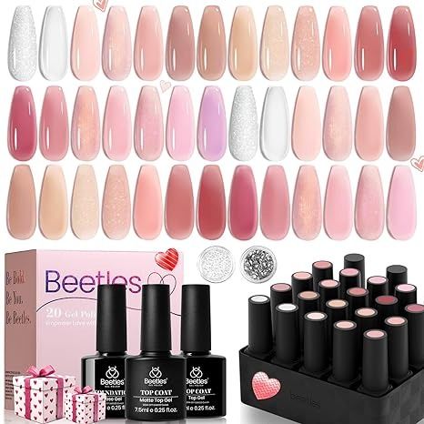 Comprehensive Nail Polish Kit with Diverse Gel Colors and Finishing Options for Creative Nail Art.