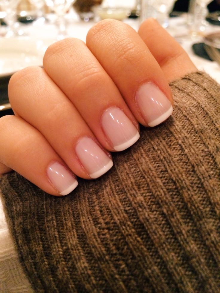 Timeless Elegance: The Classic French Manicure with Soft Pink Base and White Tips.