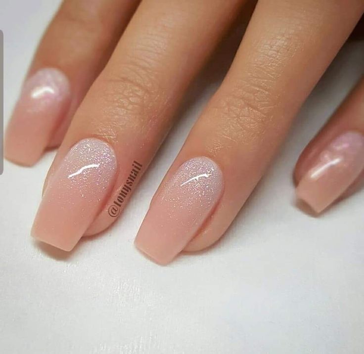 Elegant Ombre Nude Nail Design with Subtle Shimmer and Sophisticated Aesthetic