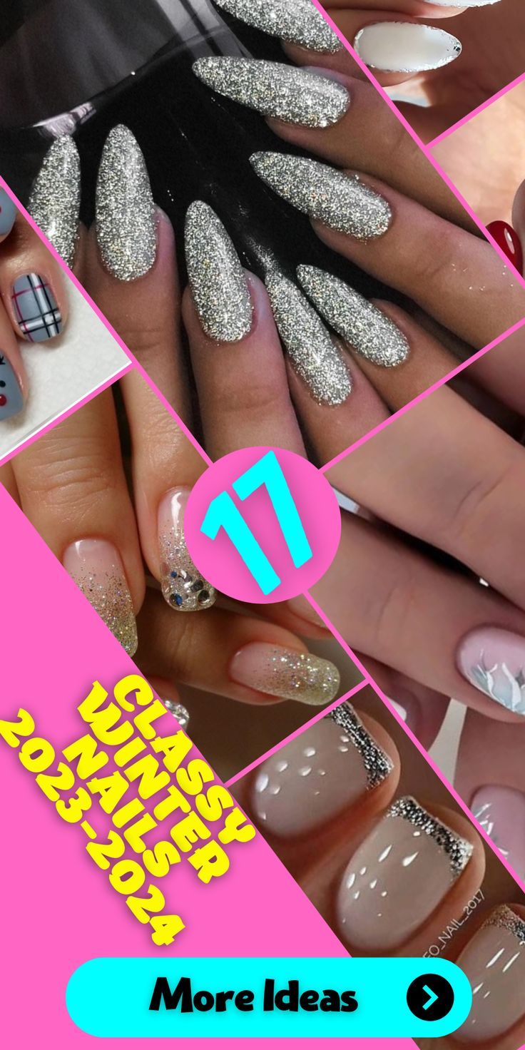 Chic Winter Nail Designs: Elegant Glitter and Subtle Hues for a Glamorous Look