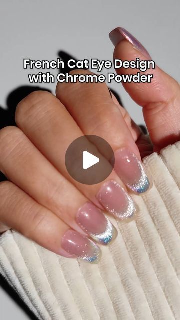 Chic French Cat Eye Nails: A Modern Blend of Pink and Chrome Elegance