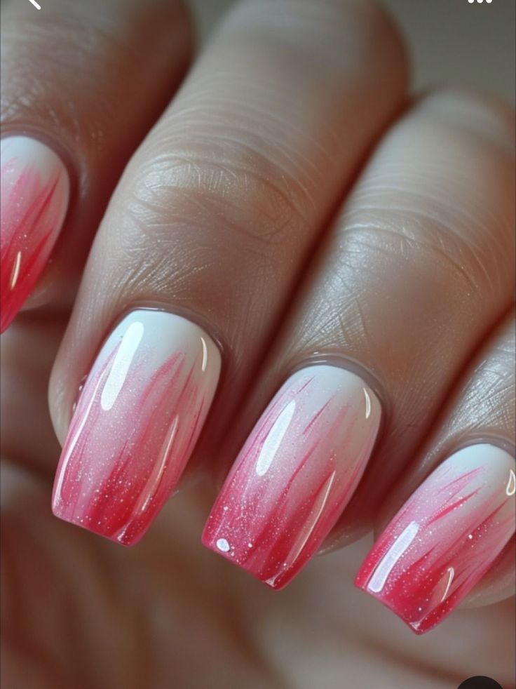 Elegant Ombre Nail Design: Soft Pink Gradient with Shimmering Accents