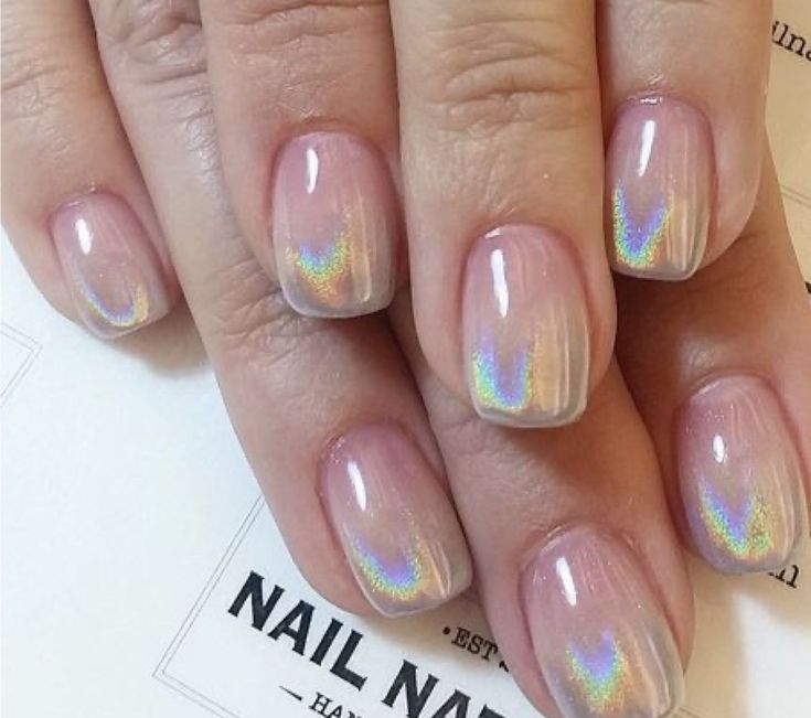 Elegant Nude Nails with Subtle Iridescent Effect for a Chic, Sophisticated Look.