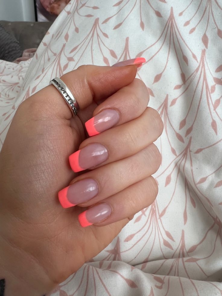 Playful Neon Pink French Manicure: A Modern Twist for Vibrant Style