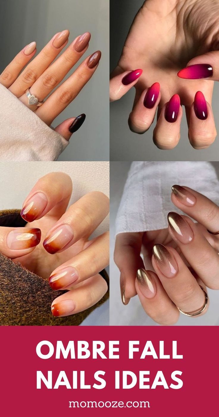 Autumn-Inspired Ombre Fall Nails: A Cozy Gradient of Rich Colors.