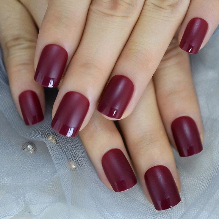 Elegant Matte Burgundy Nail Design with Gradient Effect for Any Occasion