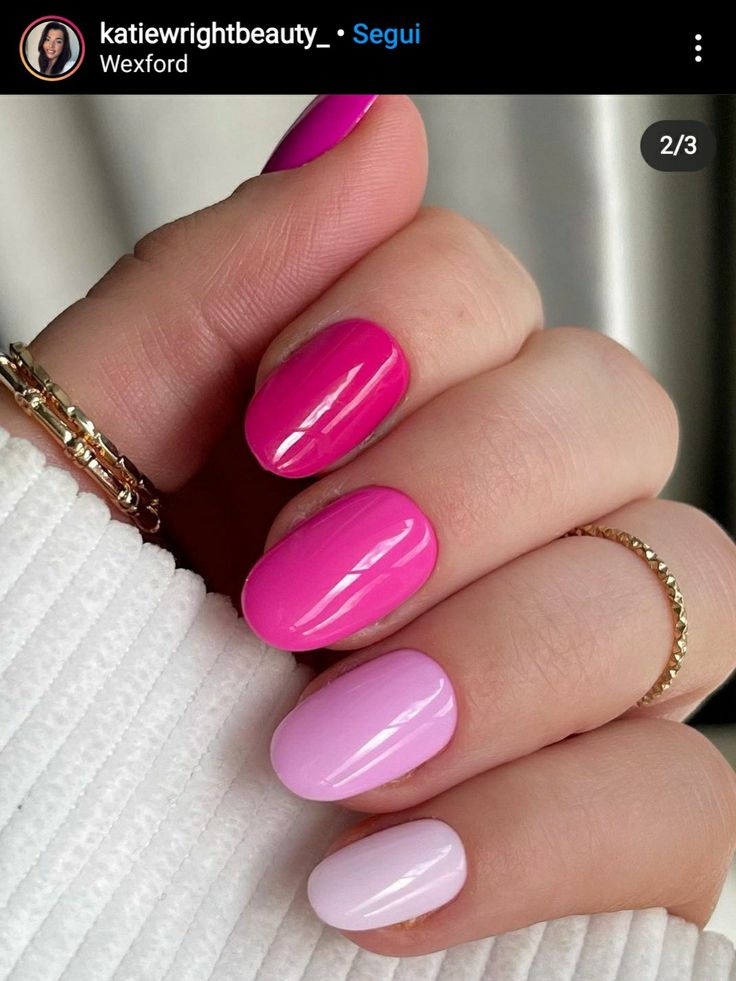 Chic Pink Gradient Nail Design for a Playful, Elegant Look