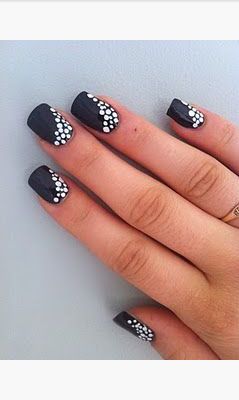 Chic Matte Black Nails with Elegant White Dot Design for Any Occasion