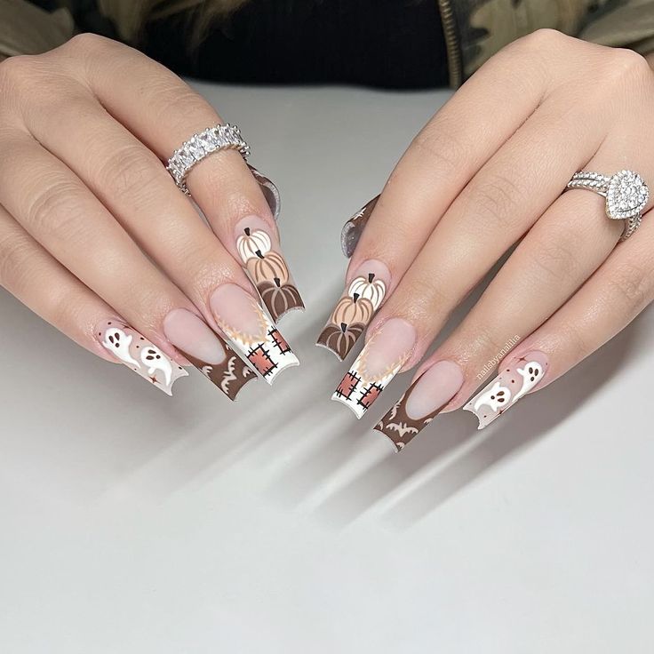 Playful Festive Nail Art: Whimsical Mix of Sweet Treats and Seasonal Designs