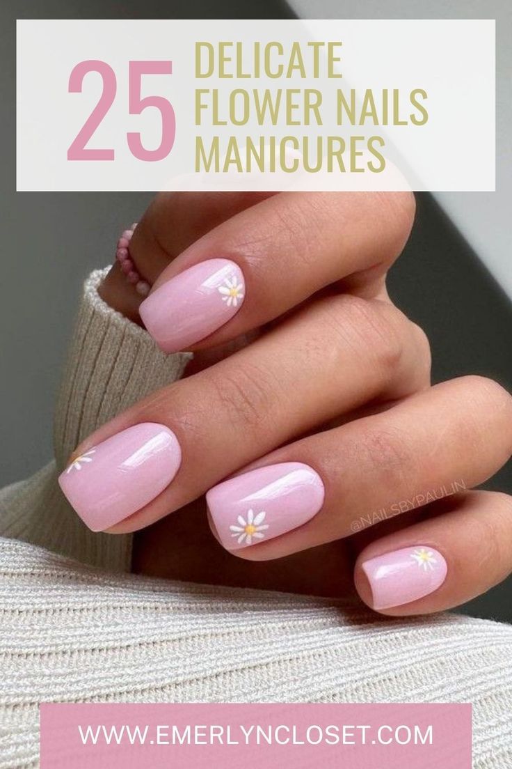 Chic Soft Pink and White Floral Nail Design for a Fresh Feminine Look.