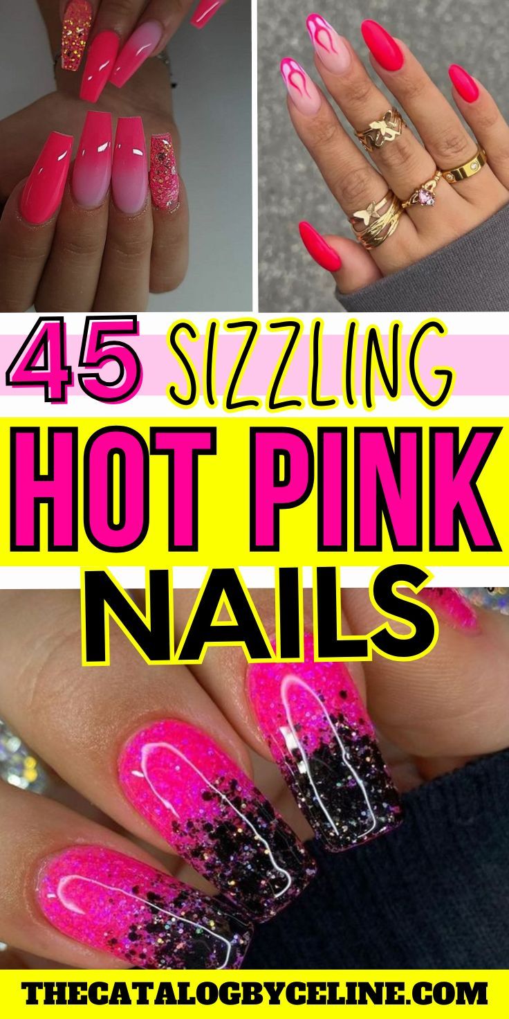 Dynamic Hot Pink Nail Designs: Bold Colors and Artistic Patterns for a Statement Look.