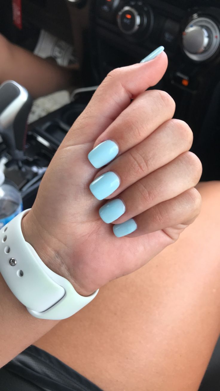 Elegant Soft Pastel Blue Nails: The Perfect Summer Aesthetic.