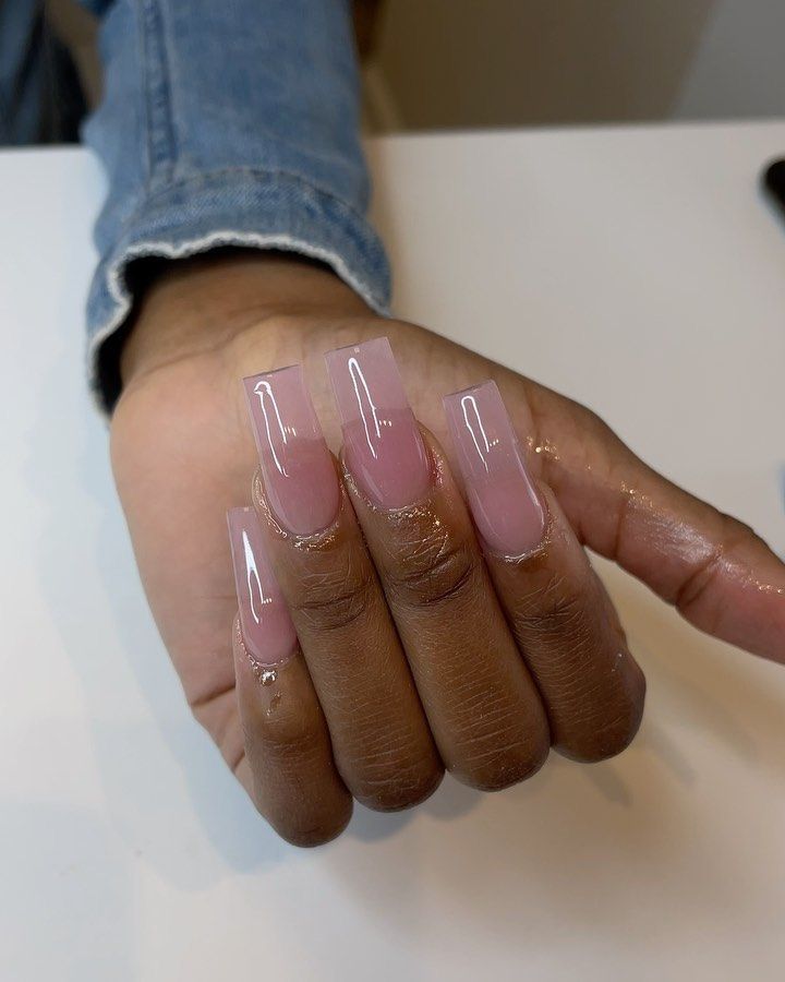 Chic Soft Pink Ombre Acrylic Nails with Glossy Finish for Any Occasion