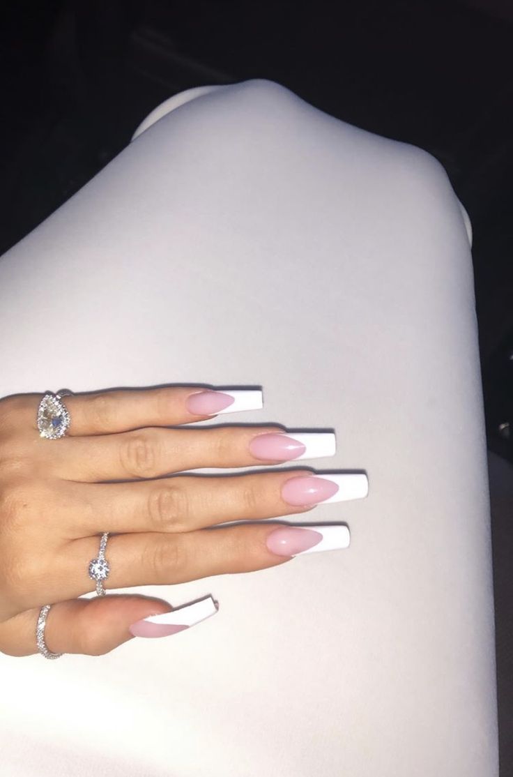 Sophisticated French Manicure with a Bold Twist and Dainty Silver Accents