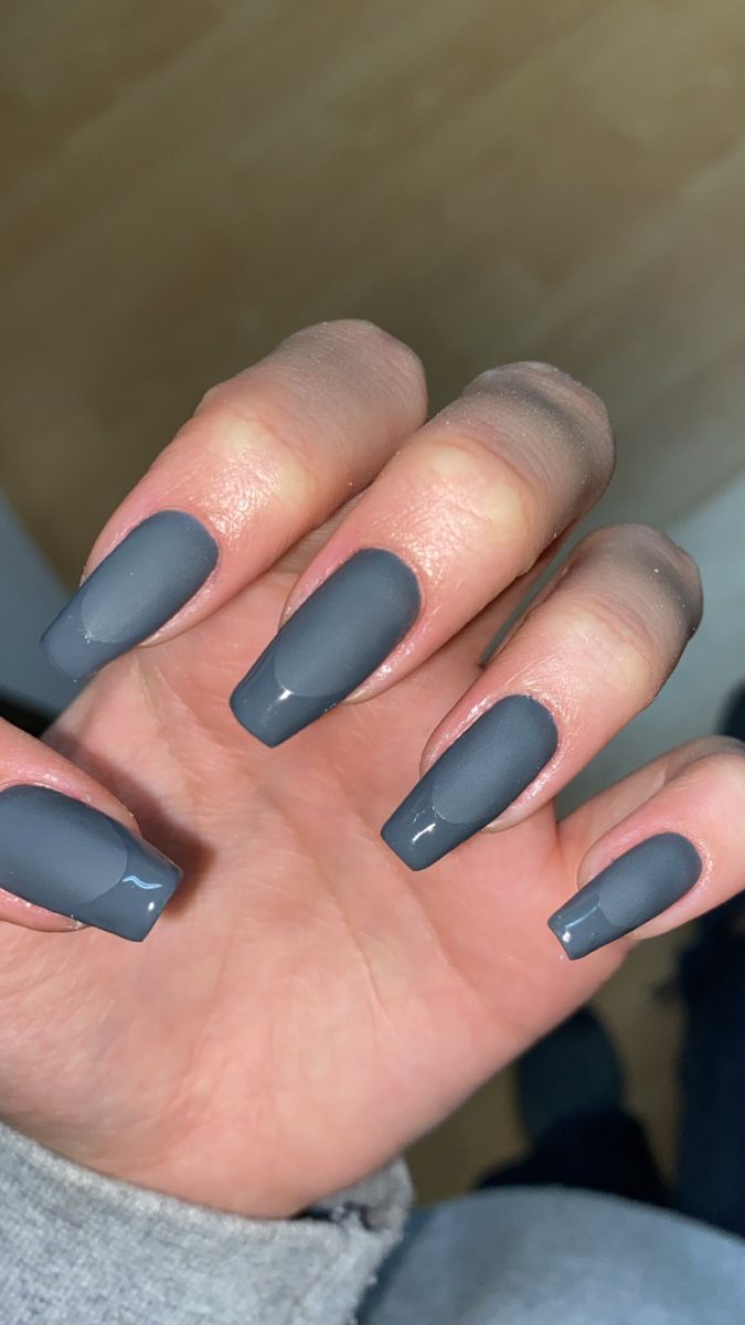 Elegant Matte Gray Nails with Sleek Design for Versatile Occasions.