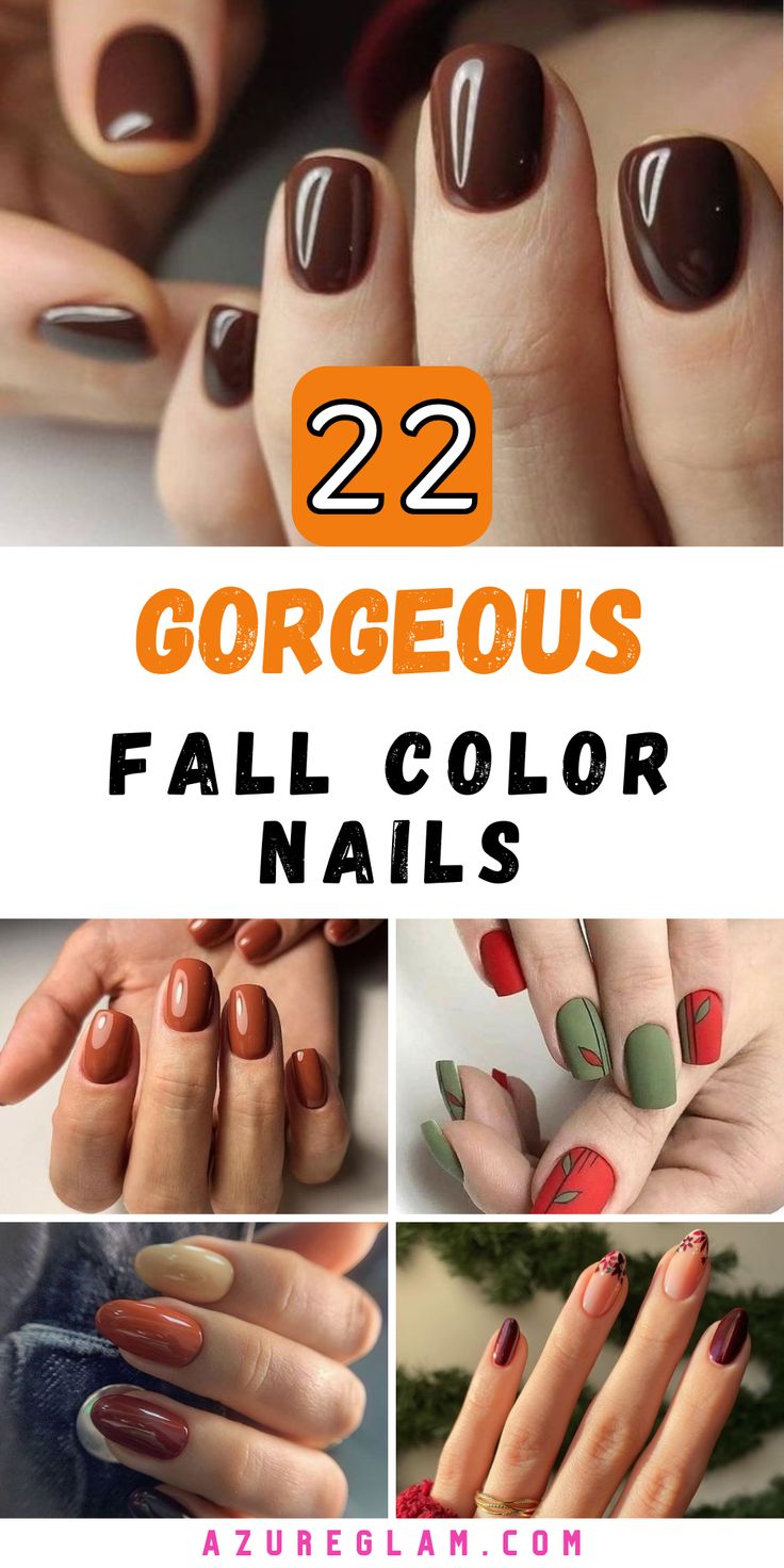 Cozy Autumn Nail Designs in Warm Earthy Tones with Unique Patterns.