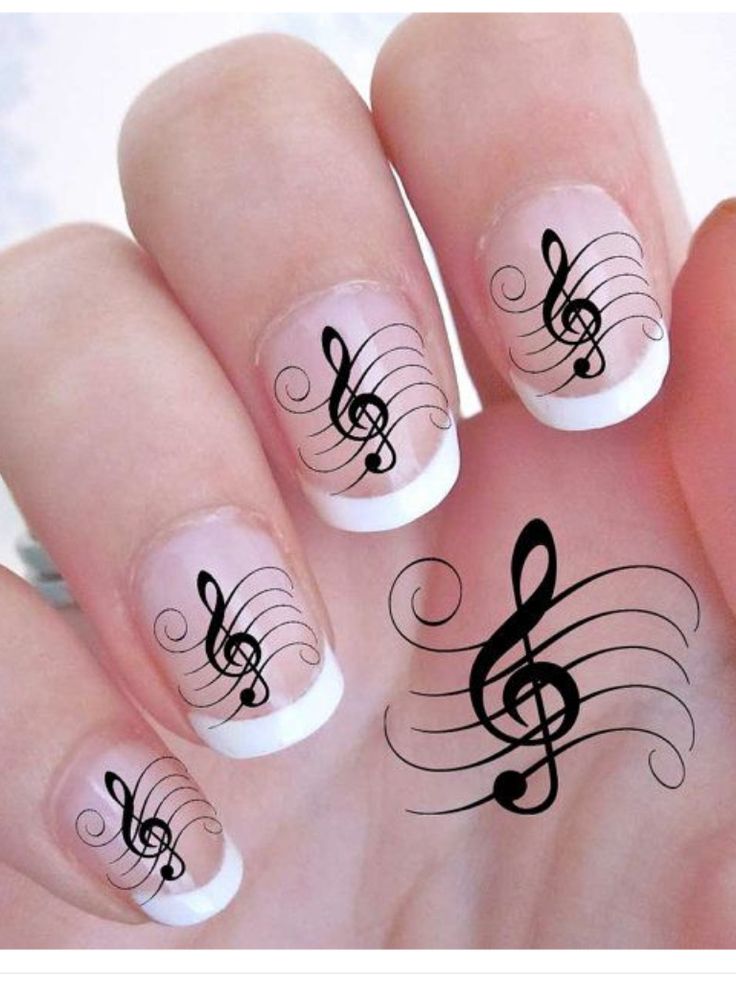 Elegant Musical-Themed Nail Design for Music Lovers.