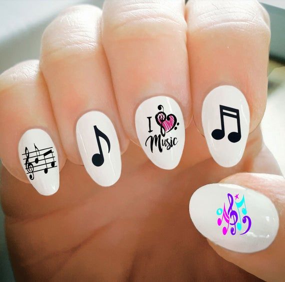 Vibrant Musical-Themed Nail Design: A Stylish Statement for Music Lovers