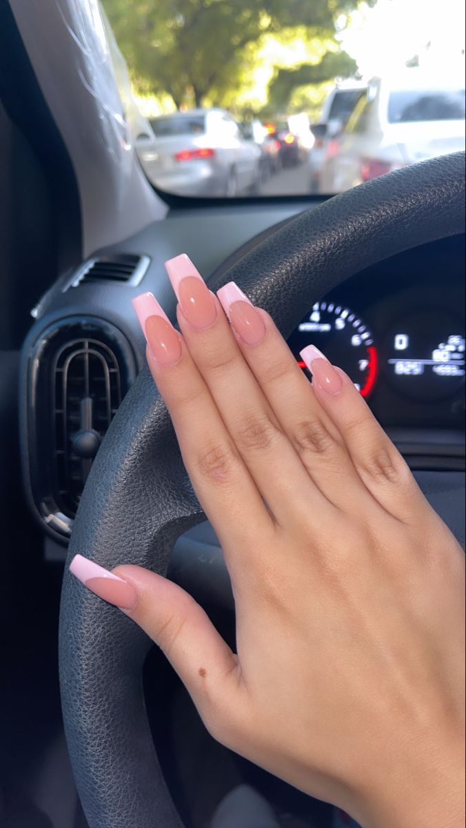 Chic French Manicure: Stylish Pink Gradient for Any Occasion