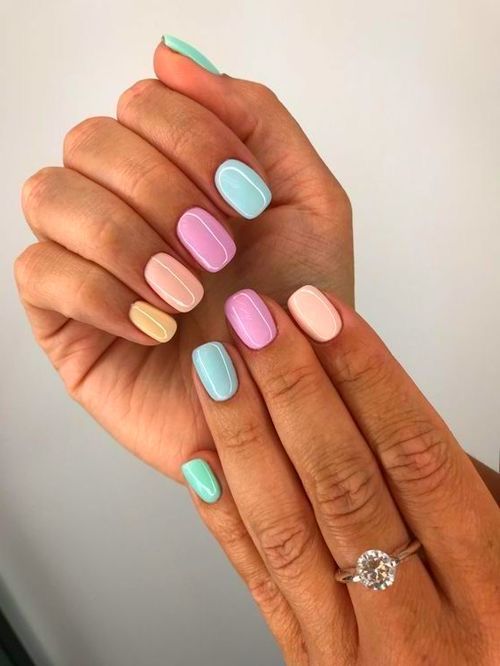 Playful Pastel Nail Design: Cheerful Hues for a Trendy Manicure