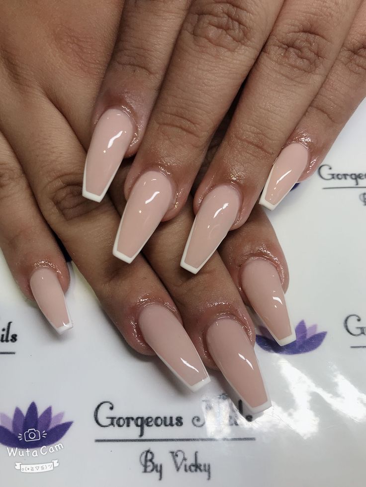 Sophisticated Chic: Elegant Nude Nails with White Tips for Any Occasion