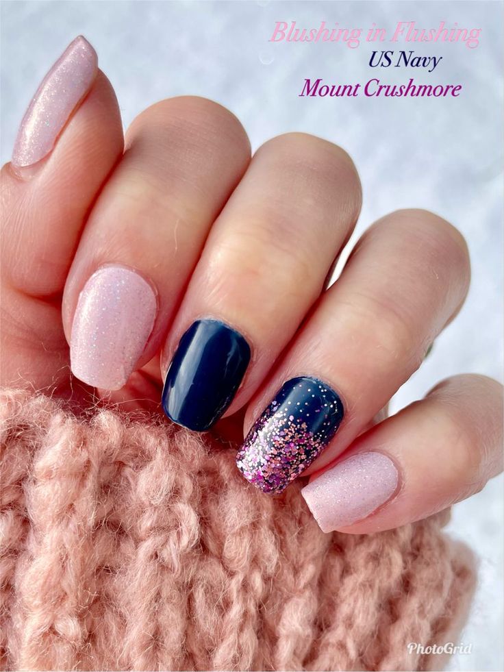 Pink Nails With Blue Accent Nail