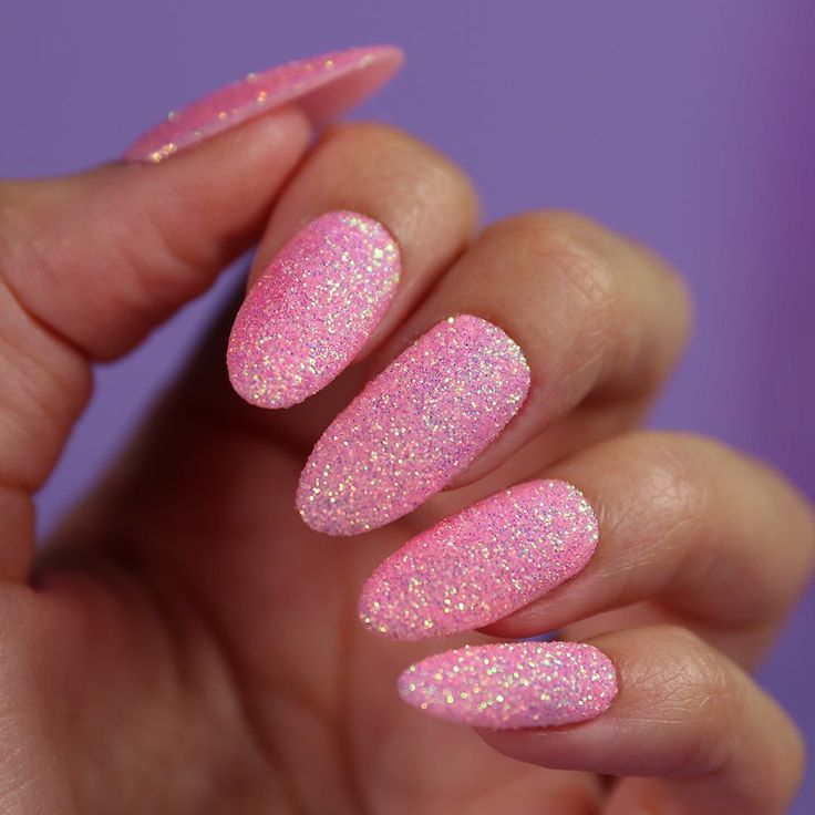 Dazzling Shimmering Pink Almond Nails: Perfect for Any Occasion