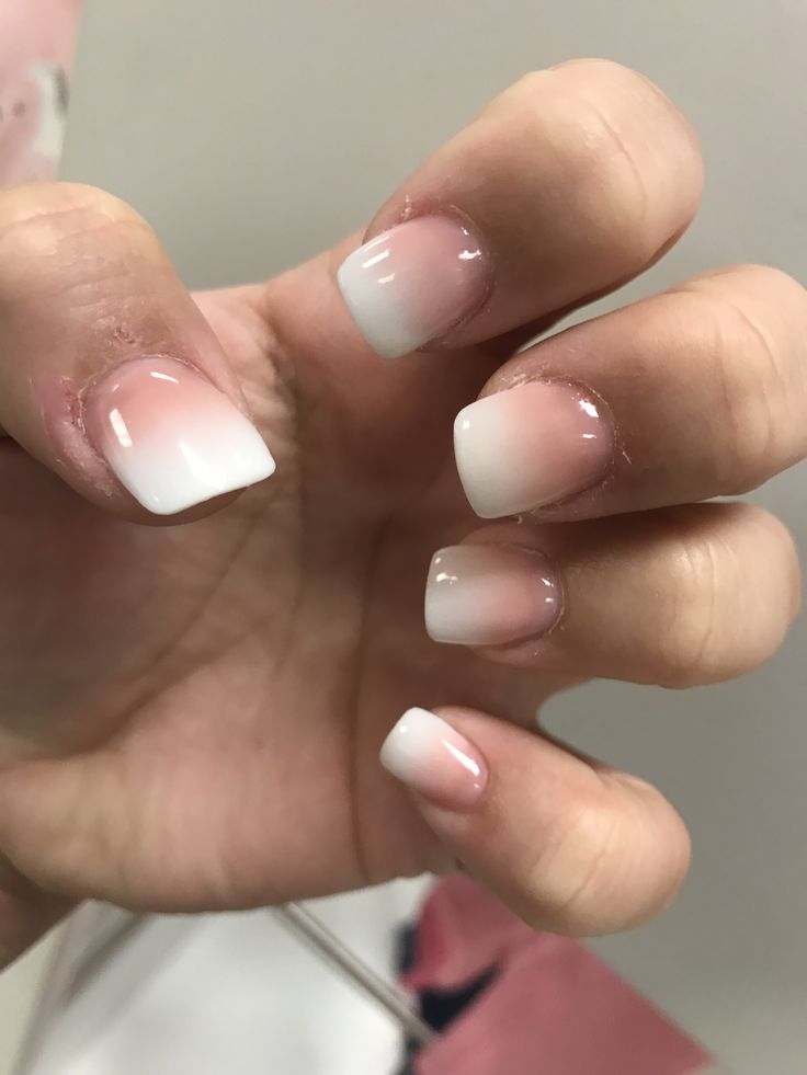 Elegant Ombre Nail Design: A Soft Pink to White Gradient for Any Occasion.