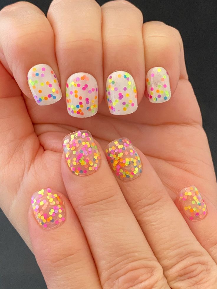 Playful Pastel Confetti Nail Design: A Cheerful Summer Vibe