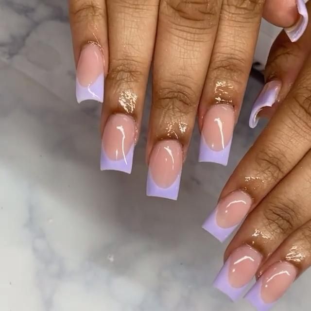 Sophisticated Nude and Light Lavender Nail Design for Any Occasion