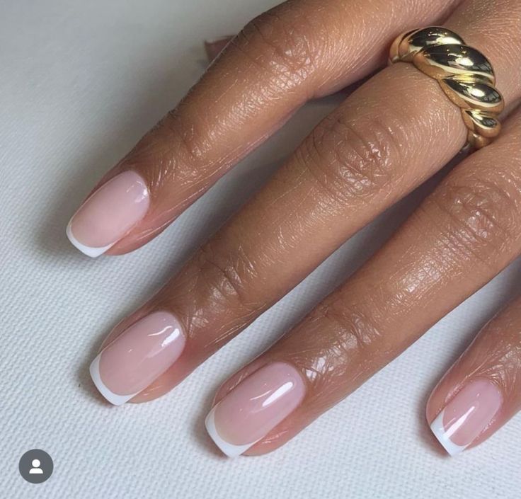 Chic and Timeless: Elegant French Manicure with Soft Pink and White Tips.