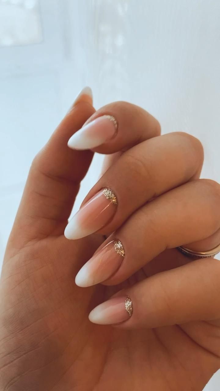 Sophisticated Gradient Nail Design with Gold Accents for Timeless Elegance.