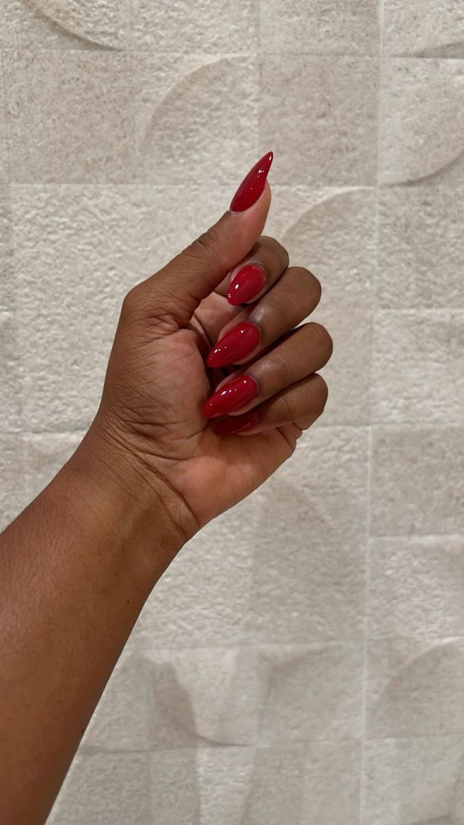 Sophisticated Elegant Red Almond-Shaped Manicure: A Timeless Statement for Any Occasion