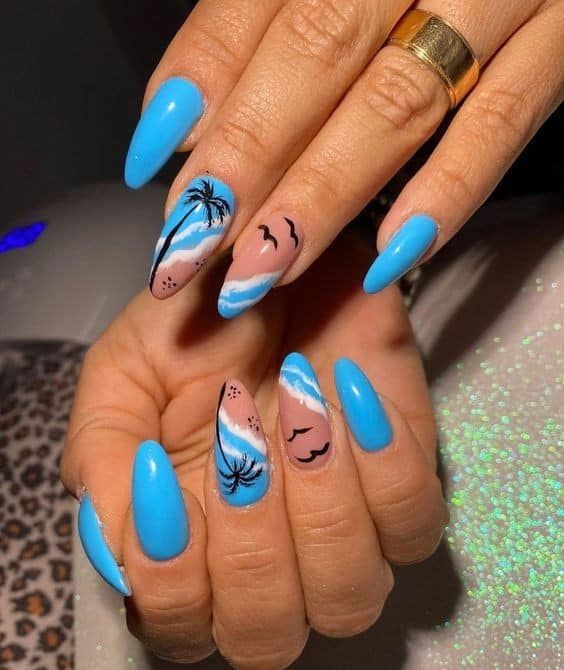 Vibrant Beach-Inspired Nail Design Perfect for Summer Getaways