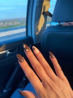 Elegant Chic Nail Design: Rich Brown and Soft Pink with Playful Heart Accents