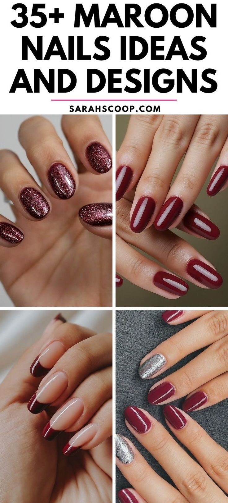 Elegant Maroon Nail Designs: Glossy, Glittery, and Sophisticated Styles for Every Occasion.