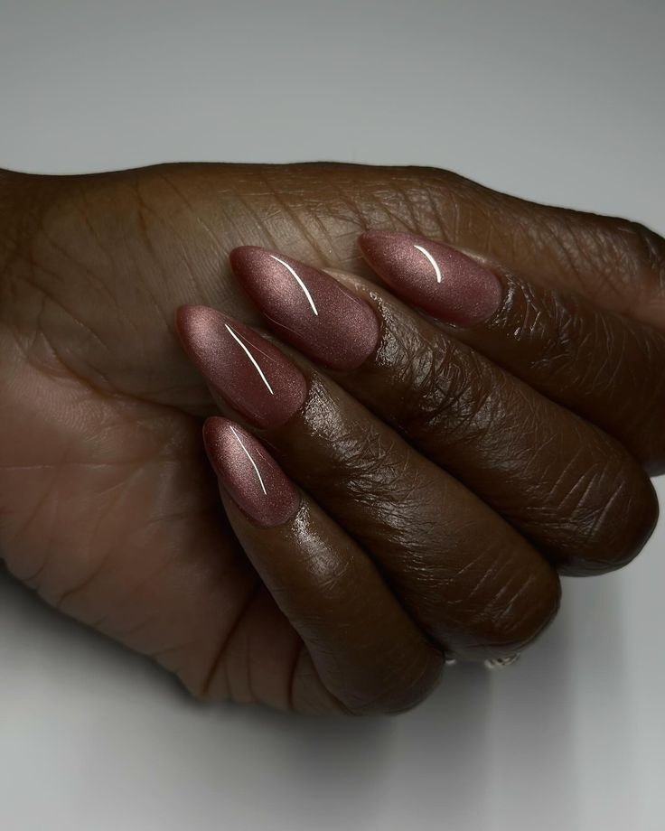 Sophisticated Matte Rose Almond-Shaped Nails with Glossy Tips.